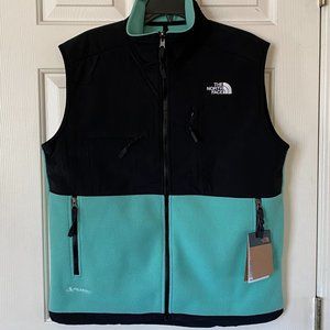 The North Face Soft Shell Denali Fleece Full Zip Vest Jacket Wasabi Green Black